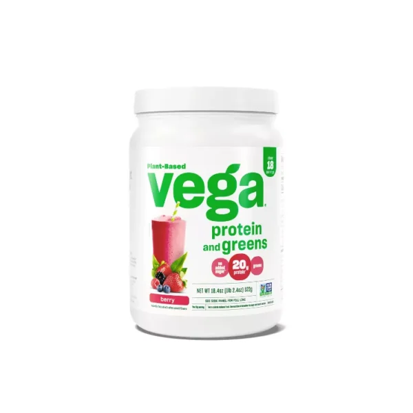 Vega Protein and Greens Berry (18 Servings) Plant Based Protein Powder Plus Veggies, Vegan, Non GMO, Pea Protein For Women and Men, 522g (Packaging May Vary)