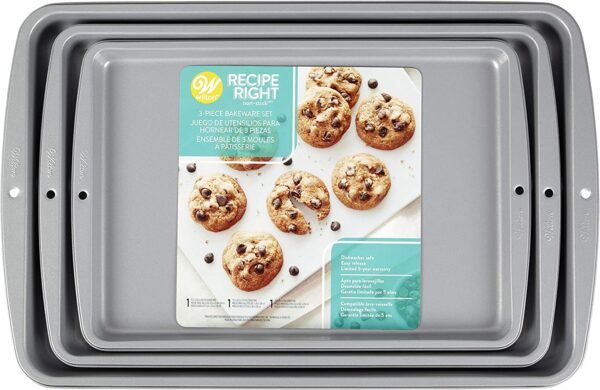 Wilton Cookie Sheet Pan Set, Recipe Right, Non Stick, Small, Medium and Large,( set of 3 )