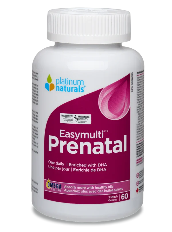 Platinum Naturals - Prenatal Easymulti | Once a day | Enriched with DHA - 120 Softgels