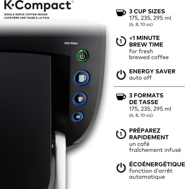 Keurig K-Compact Single Serve K-Cup Pod Coffee Maker,- Black , Energy Efficient And Features A Slim Removable Reservoir - Image 3