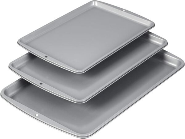 Wilton Cookie Sheet Pan Set, Recipe Right, Non Stick, Small, Medium and Large,( set of 3 ) - Image 2