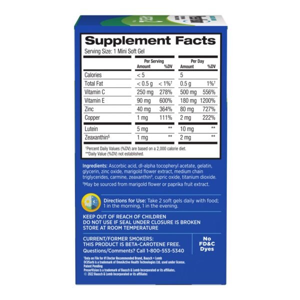 PreserVision AREDS 2 Vitamin & Mineral Supplement 120 Count Soft Gels - Image 2
