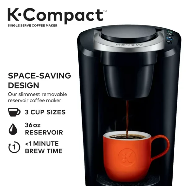 Keurig K-Compact Single Serve K-Cup Pod Coffee Maker,- Black , Energy Efficient And Features A Slim Removable Reservoir - Image 4