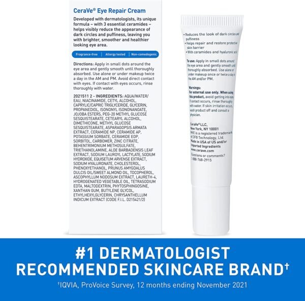 CeraVe Eye Repair Cream | Under Eye Cream for Dark Circles and Puffiness - Image 4
