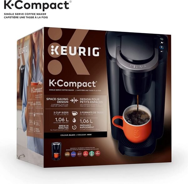 Keurig K-Compact Single Serve K-Cup Pod Coffee Maker,- Black , Energy Efficient And Features A Slim Removable Reservoir - Image 2