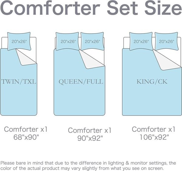 Swift Home Bedding Comforter Sets, Lightweight  and Luxury3-Piece Ruched 3D Floral Pintuck Comforter Sets, Machine Washable - Gray, King/ Cal King - Image 5