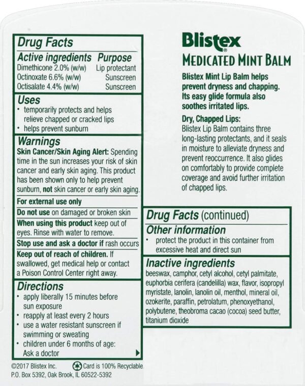 Blistex Medicated Mint Balm SPF 15 0.15 oz (Pack of 9) - Image 5