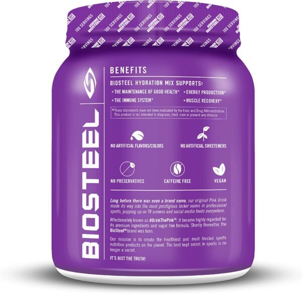 Biosteel Sports Drink Powder-High Performance, Naturally Sweetened with Stevia, Grape, 100 Servings