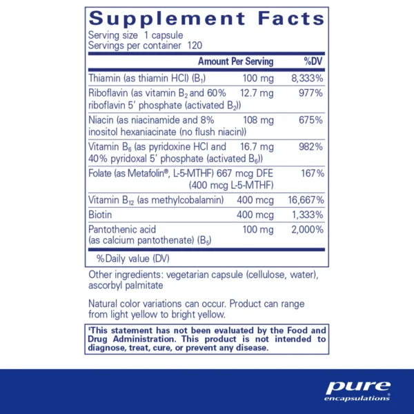 Pure Encapsulations B-Complex Plus  - 120 Capsules - Image 3
