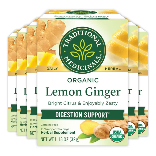 Traditional Medicinals Lemon Ginger Tea, 16 Count Tea Bags