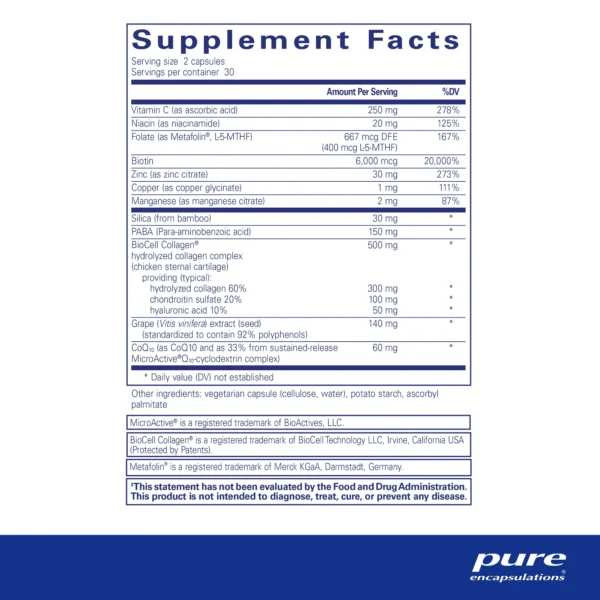 Pure Encapsulations Hair/Skin/Nails Ultra - 60 Capsules - Image 2