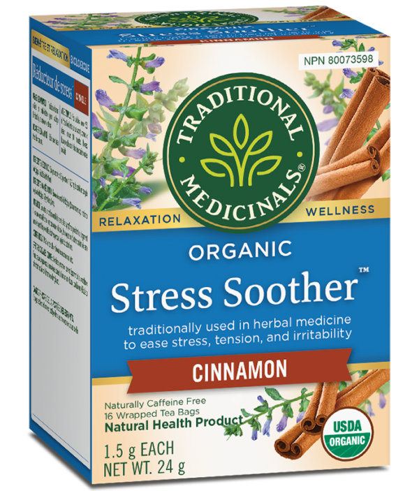 Traditional Medicinals - Organic Stress Soother Herbal Tea (Pack of 1) - Ease Stress, Tension, and Irritability - 16 Tea Bags Total