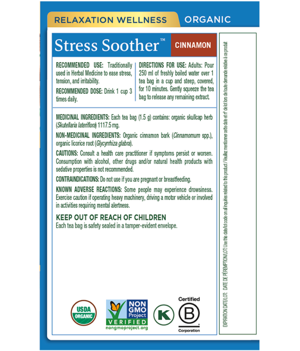 Traditional Medicinals - Organic Stress Soother Herbal Tea (Pack of 1) - Ease Stress, Tension, and Irritability - 16 Tea Bags Total - Image 3
