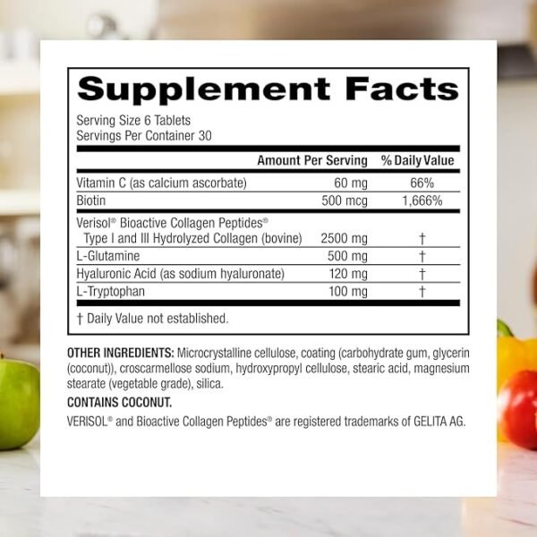 Webber Naturals Collagen30 with Hyaluronic Acid, Bioactive Collagen Peptides, 180 Tablets - Image 4