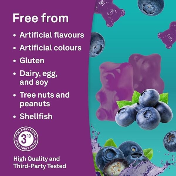 Organika Collagen Gummies - Blueberry Flavour - 2500 mg - 90 Gummies - Image 4