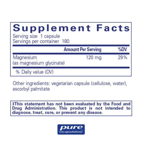 Pure Encapsulations Magnesium (Glycinate) - 180 Capsules - Image 2