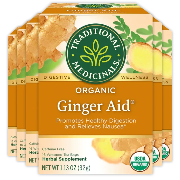 Traditional Medicinals - Organic Ginger Aid Herbal Tea (Pack of 1) - Help Relieve Digestive Upset, Indigestion and Nausea - 16 Tea Bags Total Visit the Traditional Medicinals Store